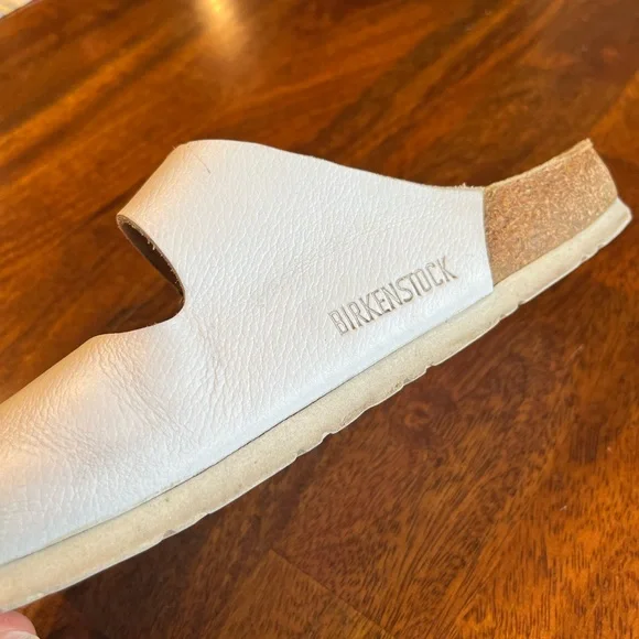 Birkenstock Two Strap Leather Sandals Cork Footbed Sz 40 (W9 M7) White - Picture 7 of 12